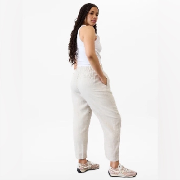 Athleta Retreat High Rise Linen Ankle Pant White Womens Size Large NWOT - Picture 4 of 12